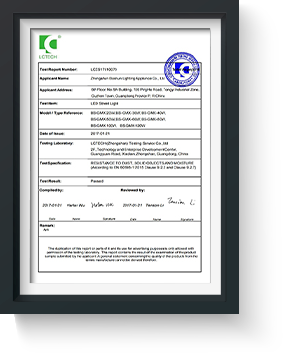 bosun lighting Solar Street Light ip66 report Certification